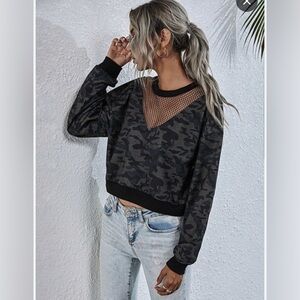 NEW Military Pattern Crop Sweatshirt